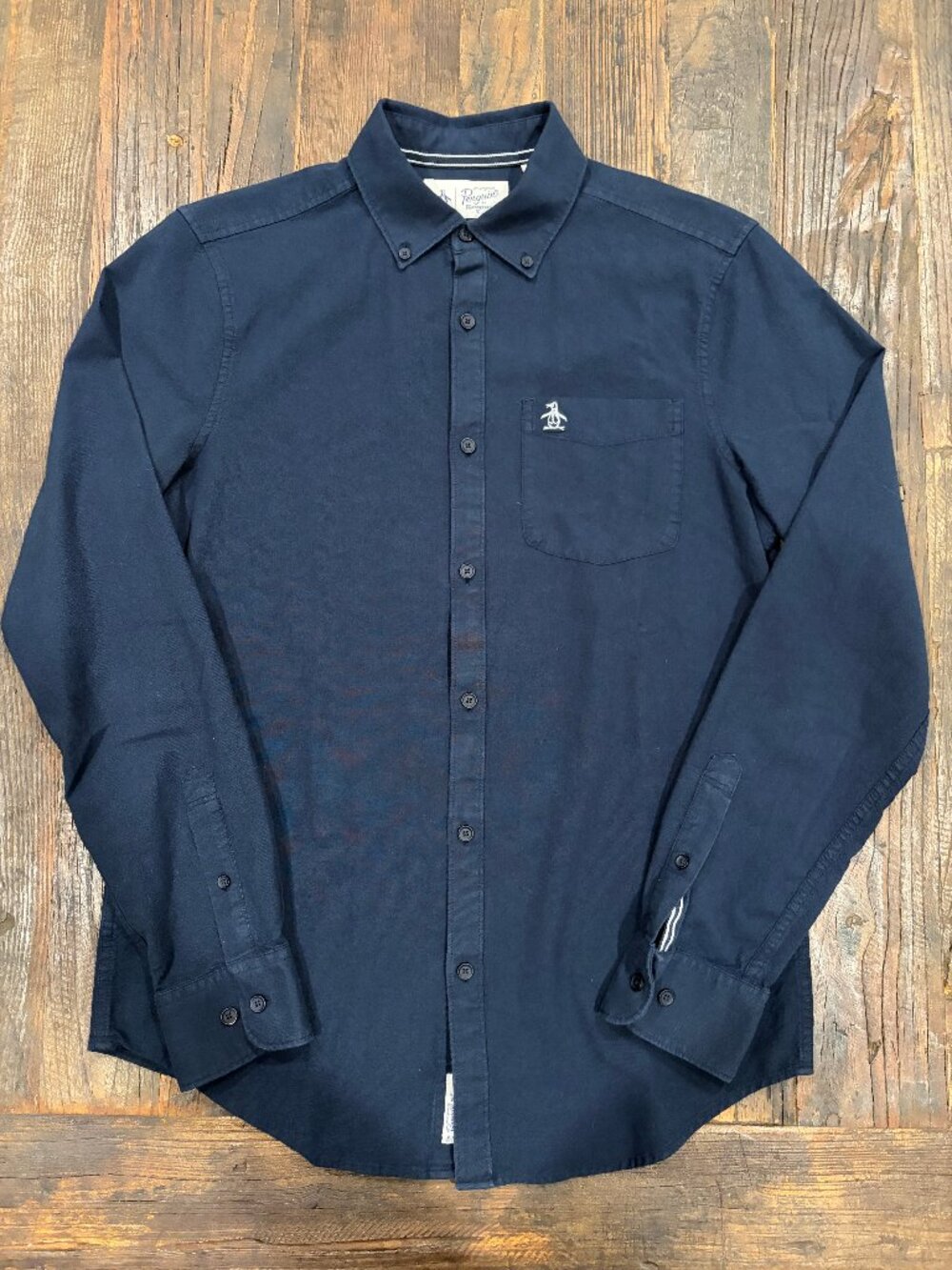 Original Penguin Cotton/Ecovero Stretch Oxford Shirt Men's Small - Navy